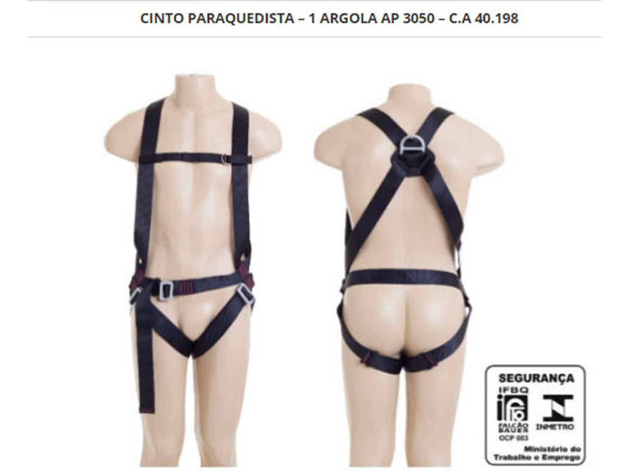 Cinto Paraquedista - 1 Argola - AP 3050