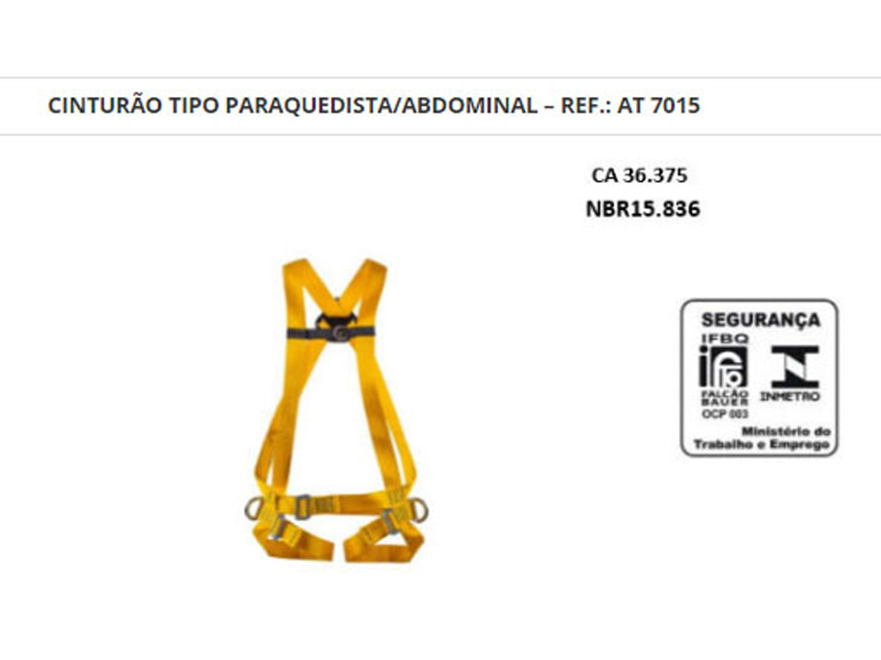 Cinturão Tipo Paraquedista Abdominal - Ref AT 7015