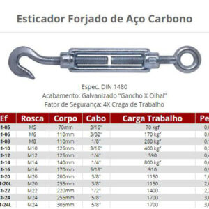 Esticadores para Cabo de Aço