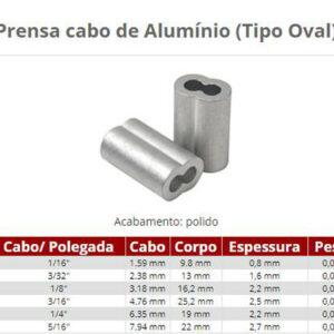 Gancho Prensa Cabo de Alumínio Tipo Oval