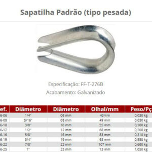Sapatilhas para Cabo de Aço