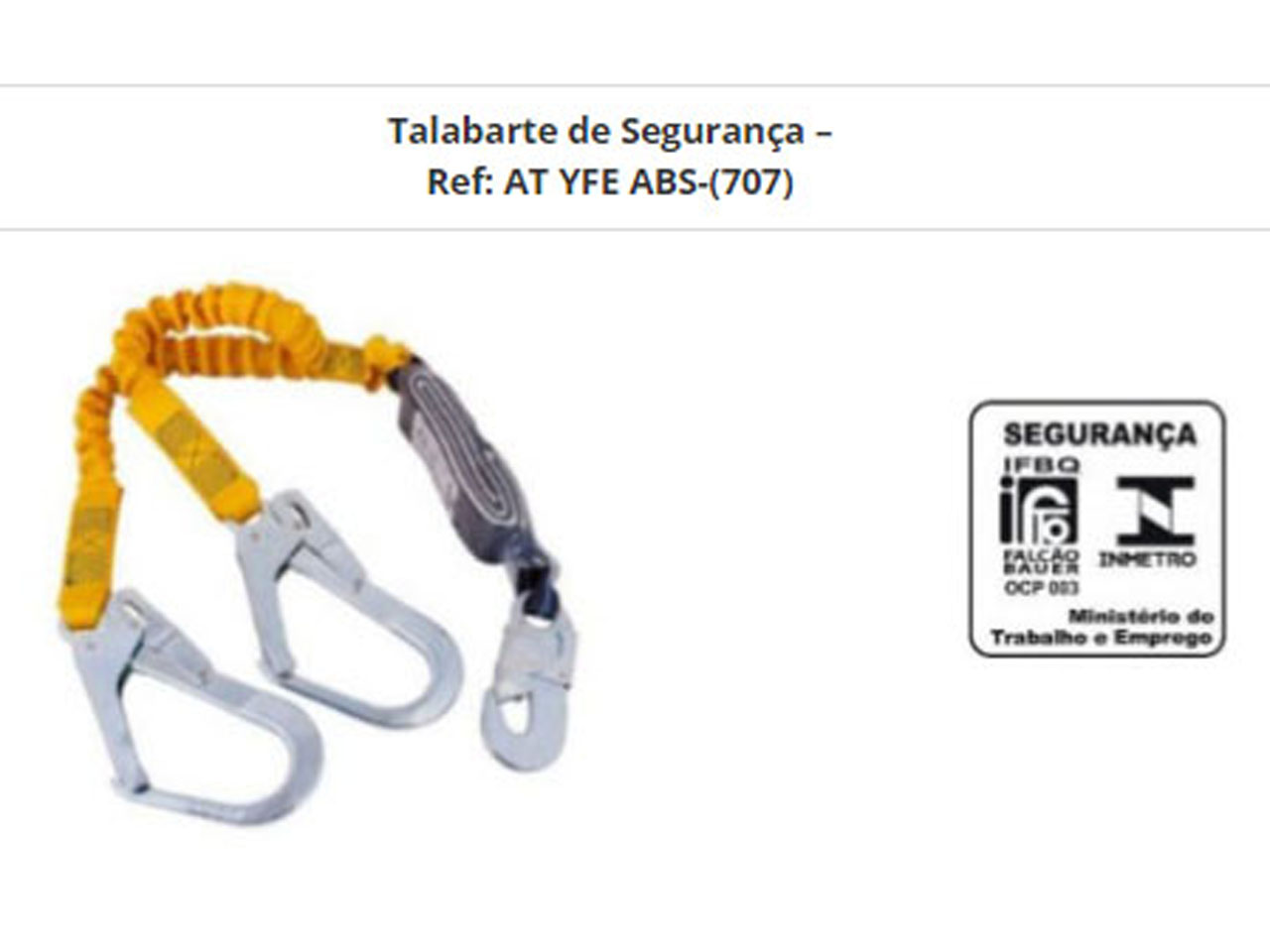 Talabarte de Segurança - Ref AT YFE ABS 707