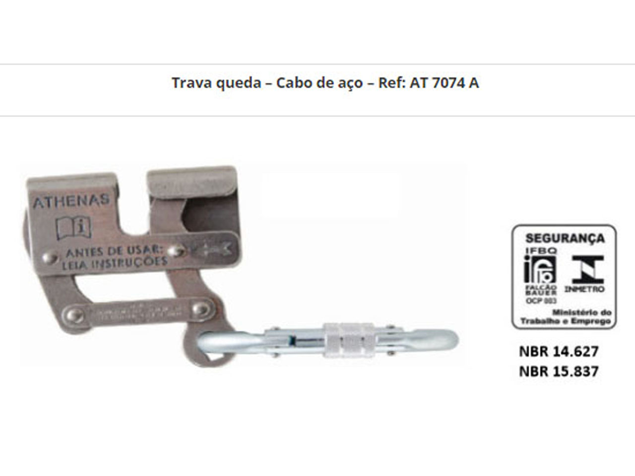 Trava-Queda Cabo de Aço - Ref AT 7074 A