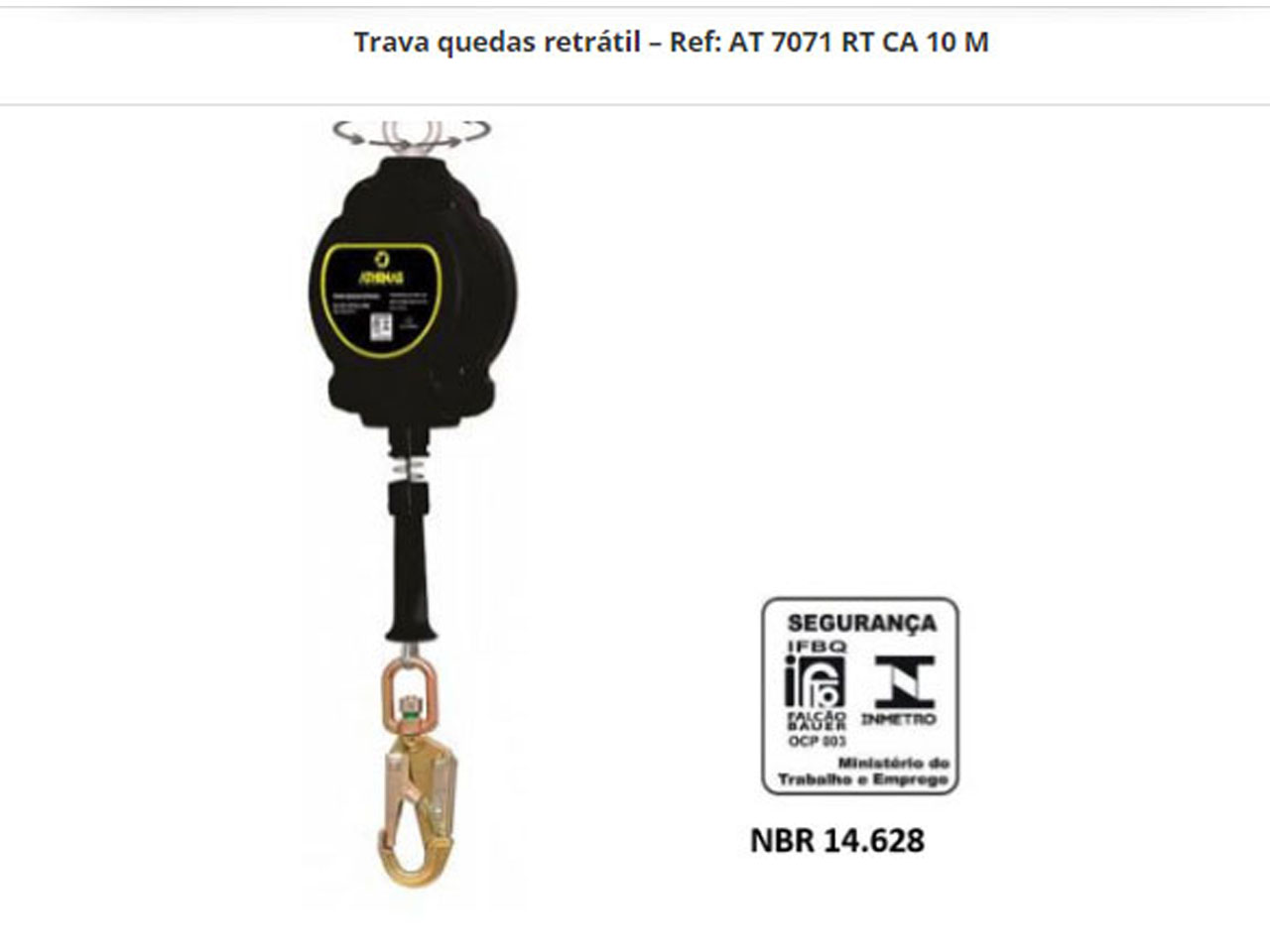 Trava-Quedas Retrátil - Ref AT 7071 RT CA 10m