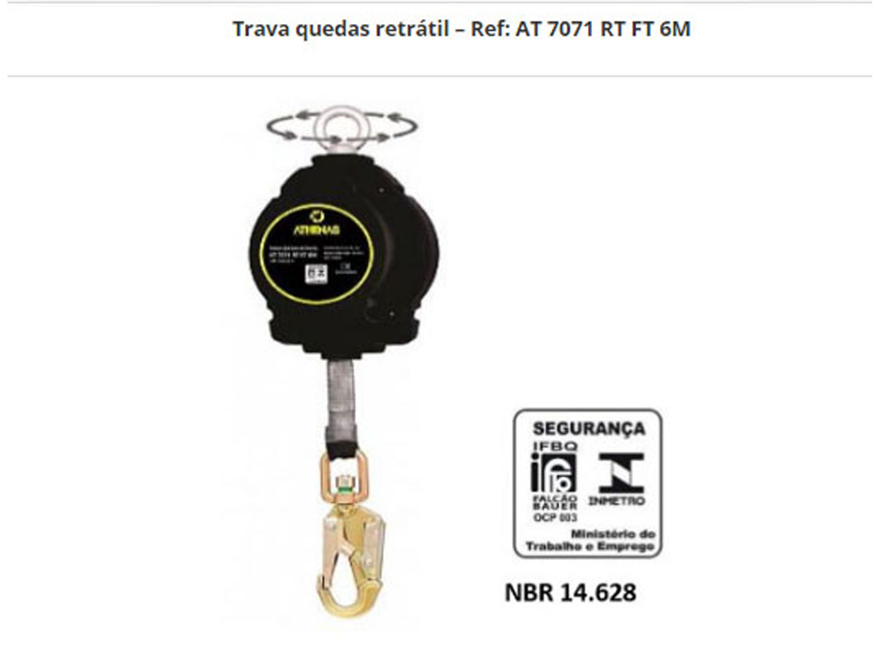 Trava-Quedas Retrátil 6m - Ref AT 7071 RT FT